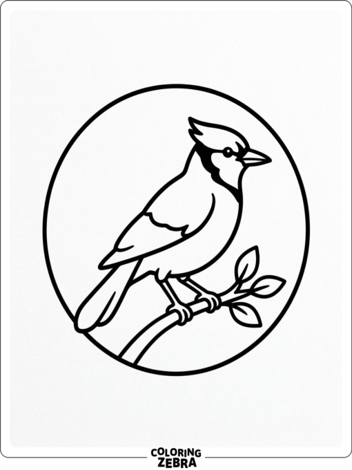 A blue jay silhouette inside a circle