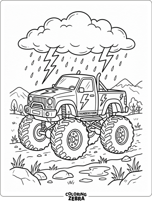 Blue Thunder Truck Under Storm Clouds