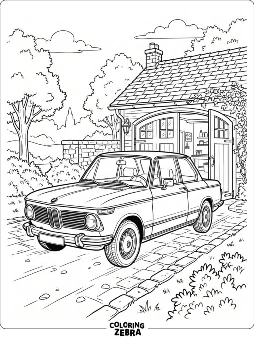 A classic BMW car with round headlights