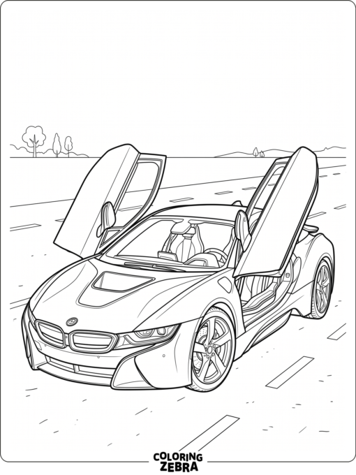 A BMW i8 with its doors open