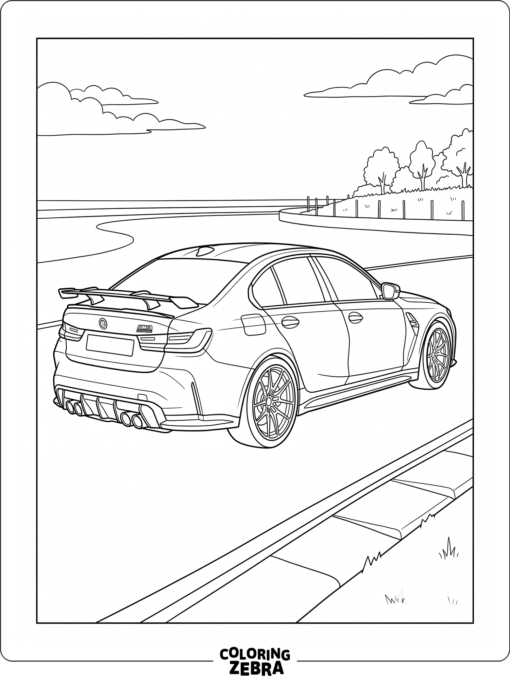A BMW M3 Competition sedan with a rear spoiler