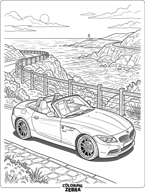 A BMW Z4 roadster with the top down
