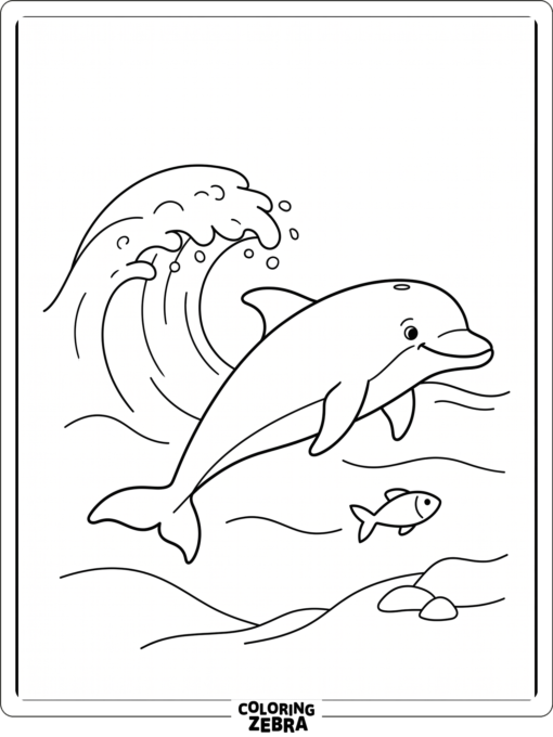 A bottlenose dolphin beside a small fish