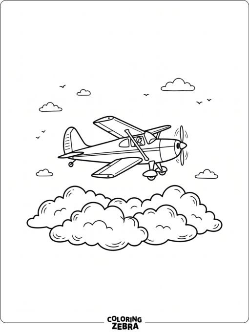 Small air plane over clouds