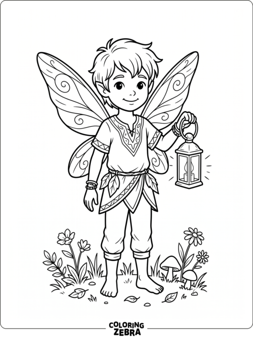 A boy fairy holding a lantern