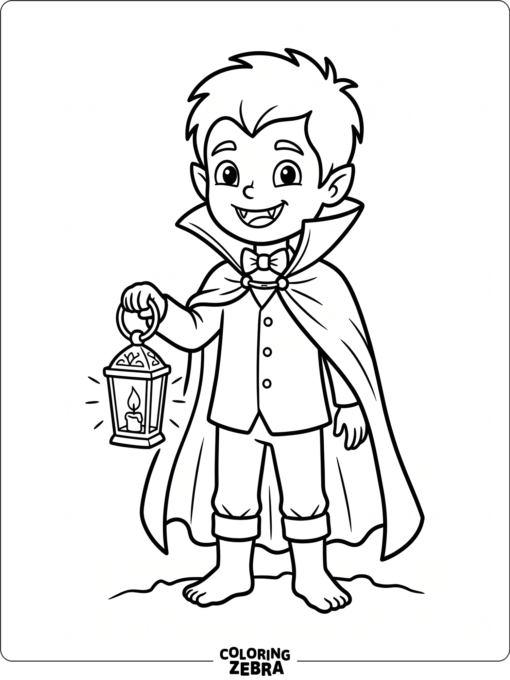 A boy vampire holding a lantern
