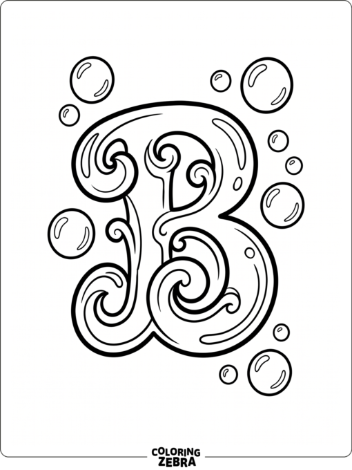 Una letra B con forma de burbuja y burbujas flotantes