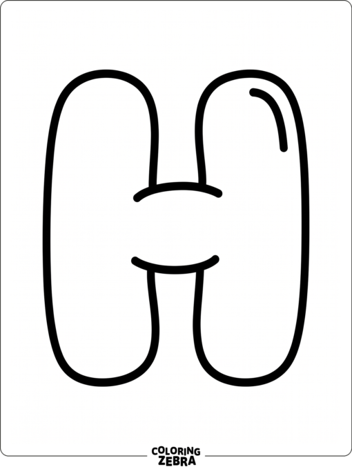 A bubble-style H with thick rounded outlines