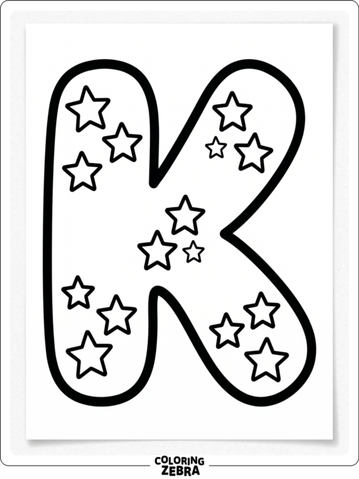 A bubble-style K with stars around it