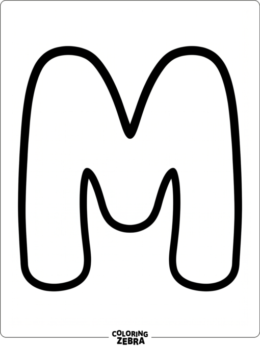 A bubble letter M with thick rounded outlines