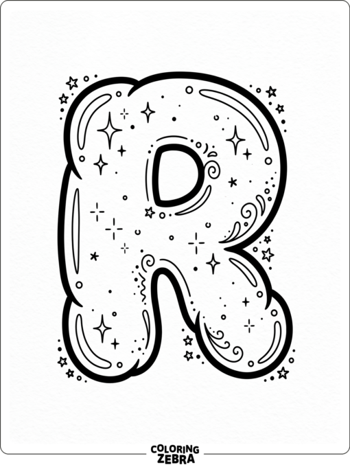 A bubble-style R with puffy outlines