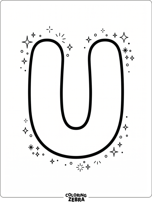 A bubble letter U with sparkles