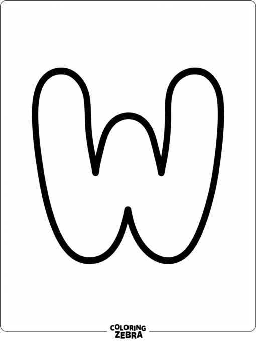 A bubble-style W with thick rounded edges