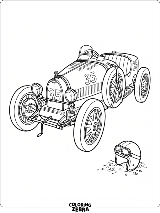 A Bugatti Type 35 race car with open wheels