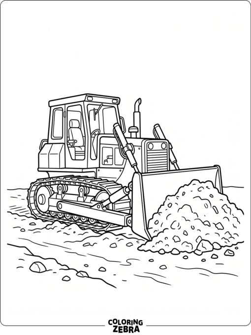 Bulldozer pushing dirt with a wide blade
