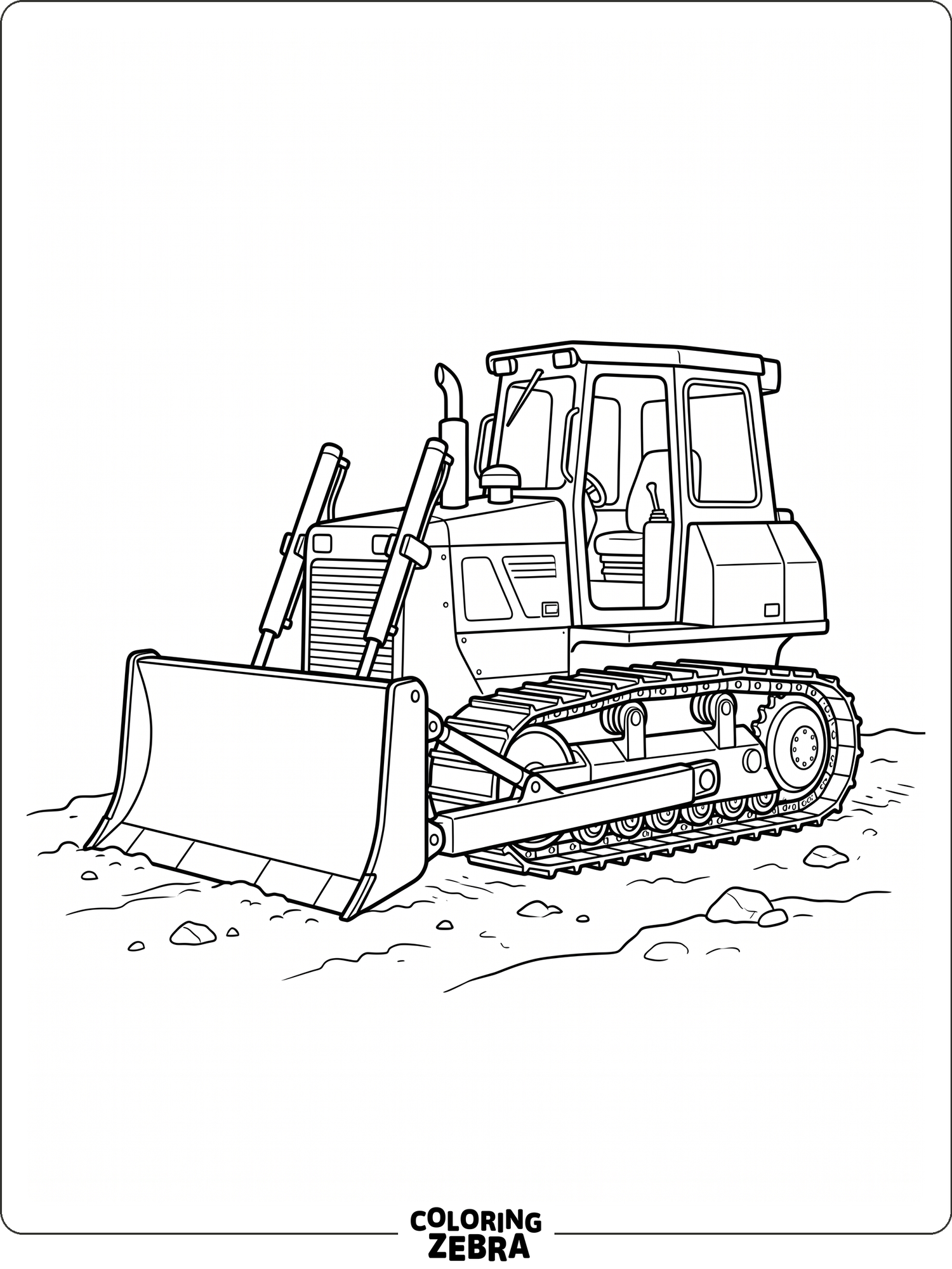 Bulldozer with bold outlines and simple shapes