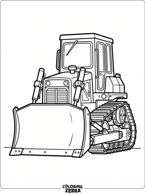 Bulldozer facing forward with a wide blade