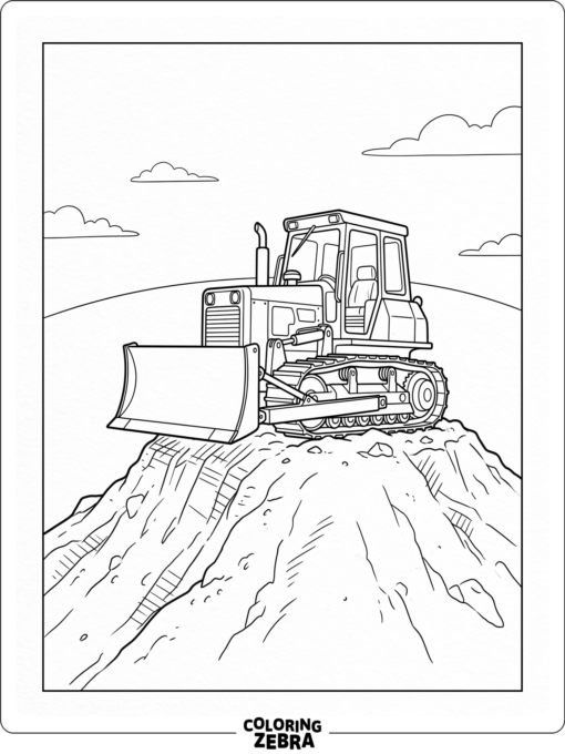 Bulldozer on top of a dirt pile