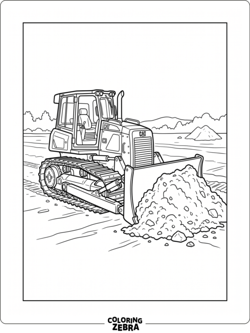 Bulldozer pushing dirt in a simple scene