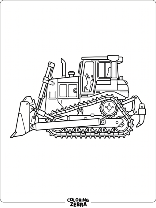 Bulldozer side view with big tracks