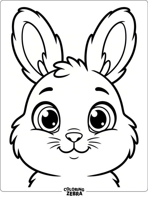 A bunny face with wide eyes and a small smile