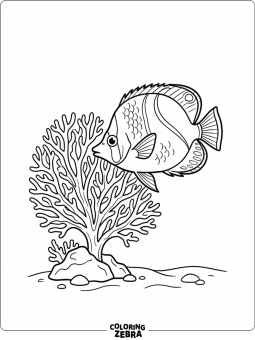 A butterfly fish swimming beside a coral fan