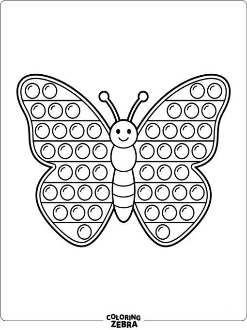 A butterfly shaped pop-it toy with round bubbles