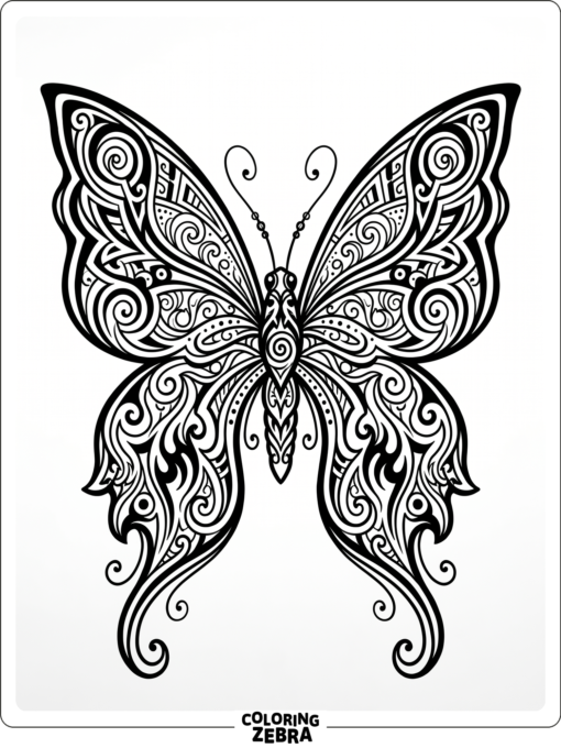 A bold butterfly tattoo design with curved wing lines