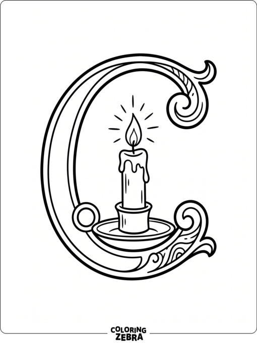 Una vela junto a una gran letra C