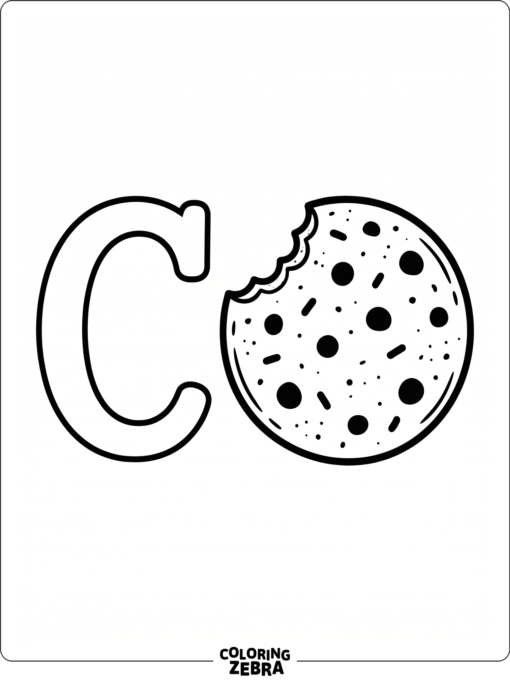 Una galleta junto a una C mayúscula