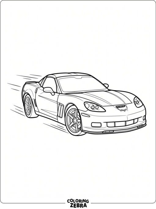 A C6 Corvette with side vents parked near a sign