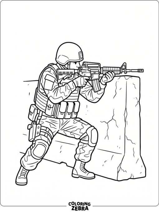 Black Ops 2 soldier behind a concrete barrier