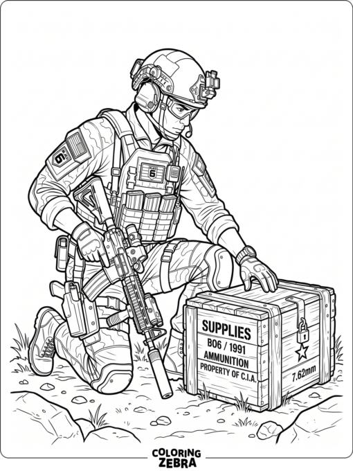 Black Ops 6 operator kneeling by a crate