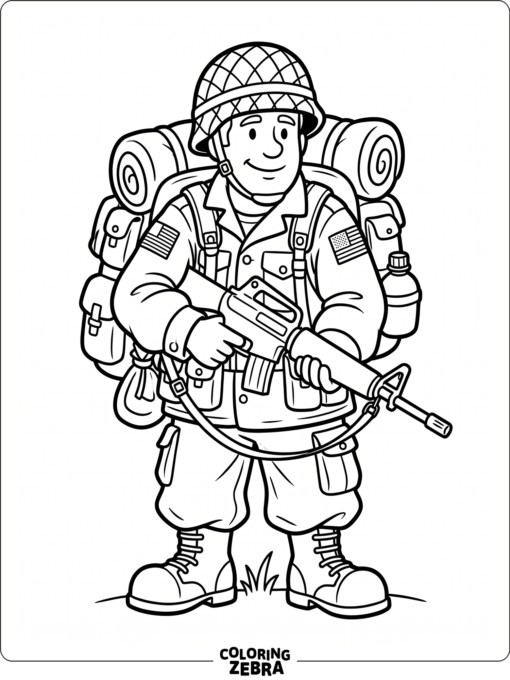 kid-friendly soldier with simple gear