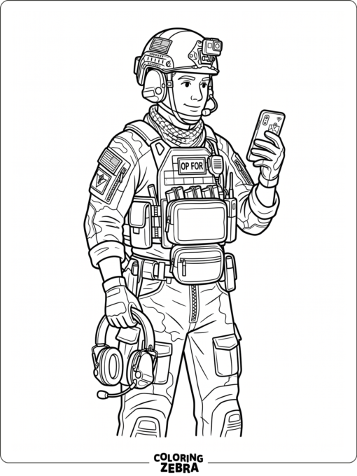 soldier with phone and tactical headset