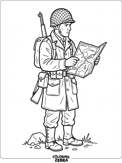 WW2 soldier holding a field map