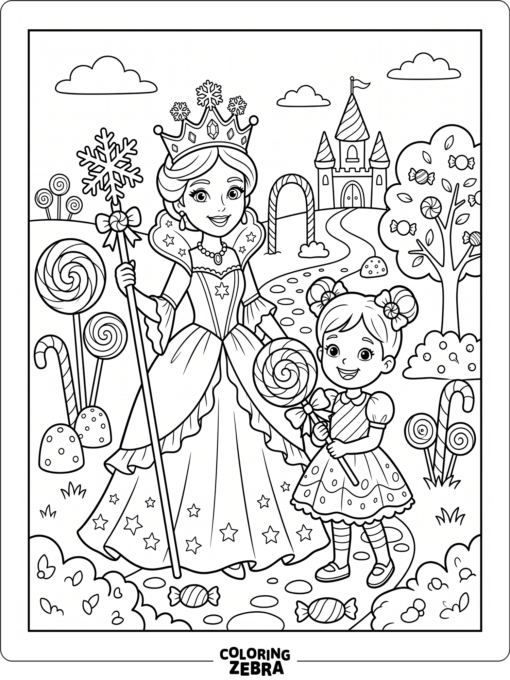 Queen Frostine and Lolly with candy props