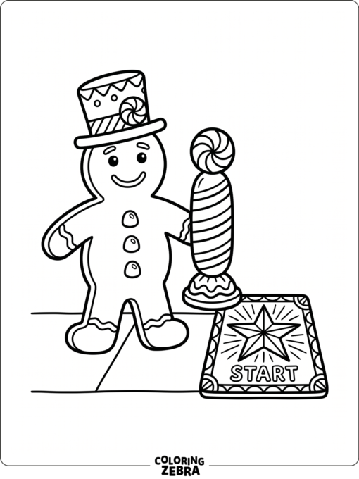 A Candyland game piece beside a striped candy marker