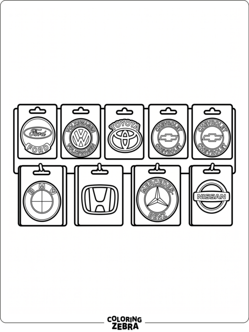 Several car brand emblems shown in a neat row