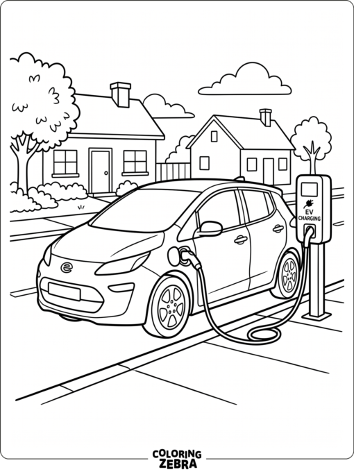 Electric car plugged into a charging station