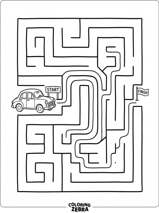 A car inside a maze with winding routes