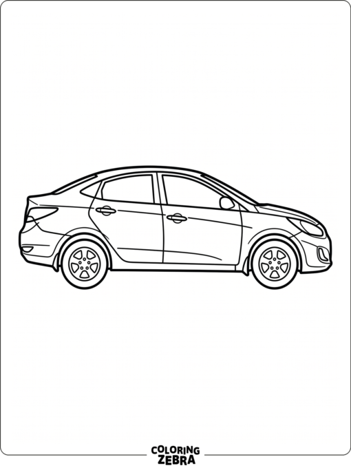 Simple car outline with doors, windows, and wheels
