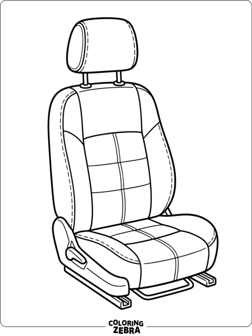 Car seat with headrest and clean cushion lines