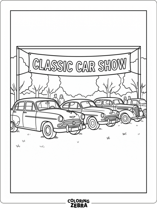 Several classic cars displayed at a car show
