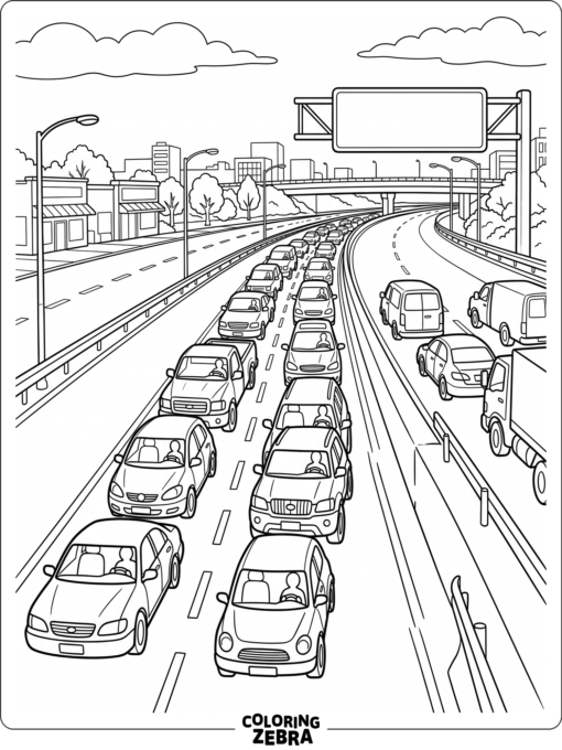 Several cars in traffic on a wide road