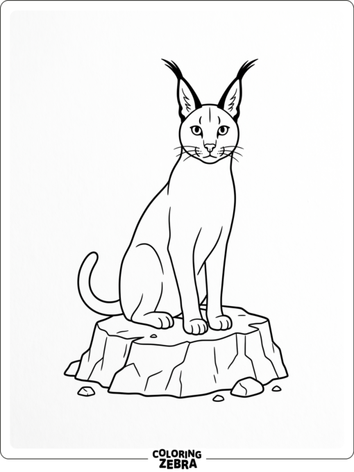 A caracal cat with tufted ears on a rock