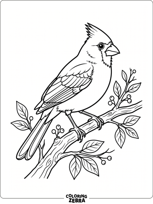 A cardinal sitting on a branch with a blank background