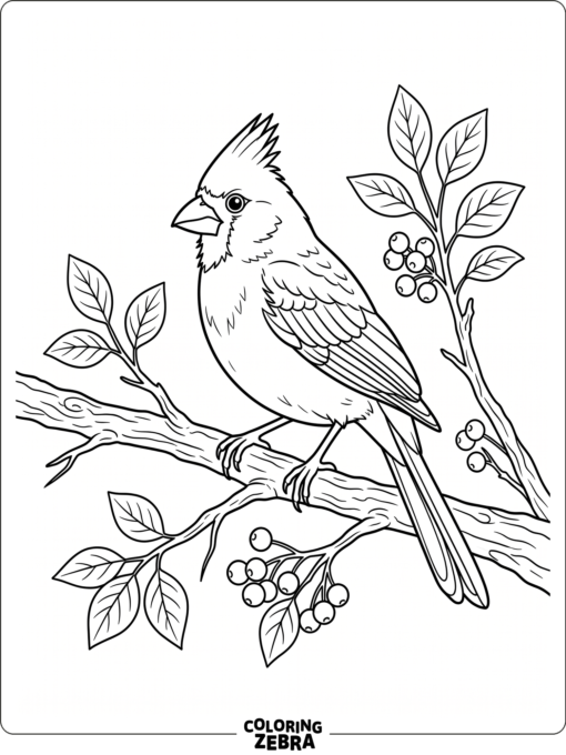 A cardinal perched on a tree limb