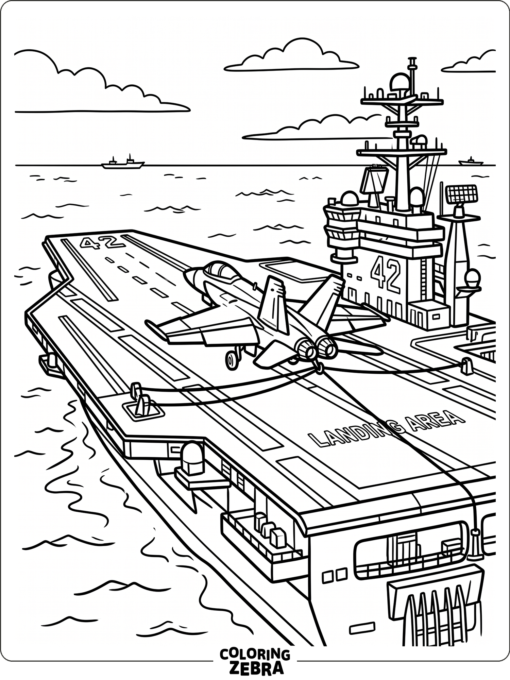 A carrier jet landing on an aircraft carrier deck