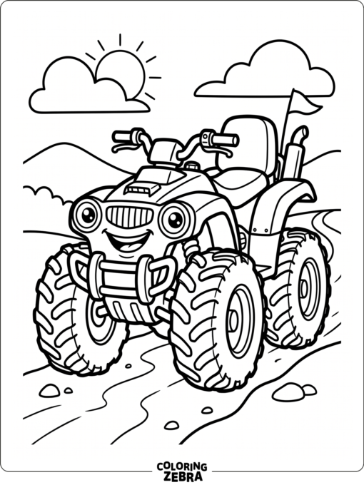 Smiling Cartoon ATV Outline